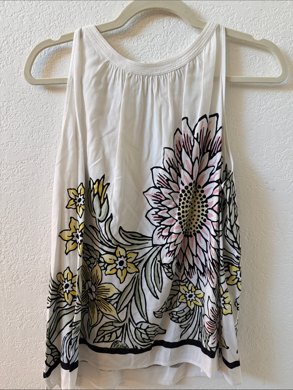 LOFT Women’s White Floral Tank Top - Lightweight Summer Top